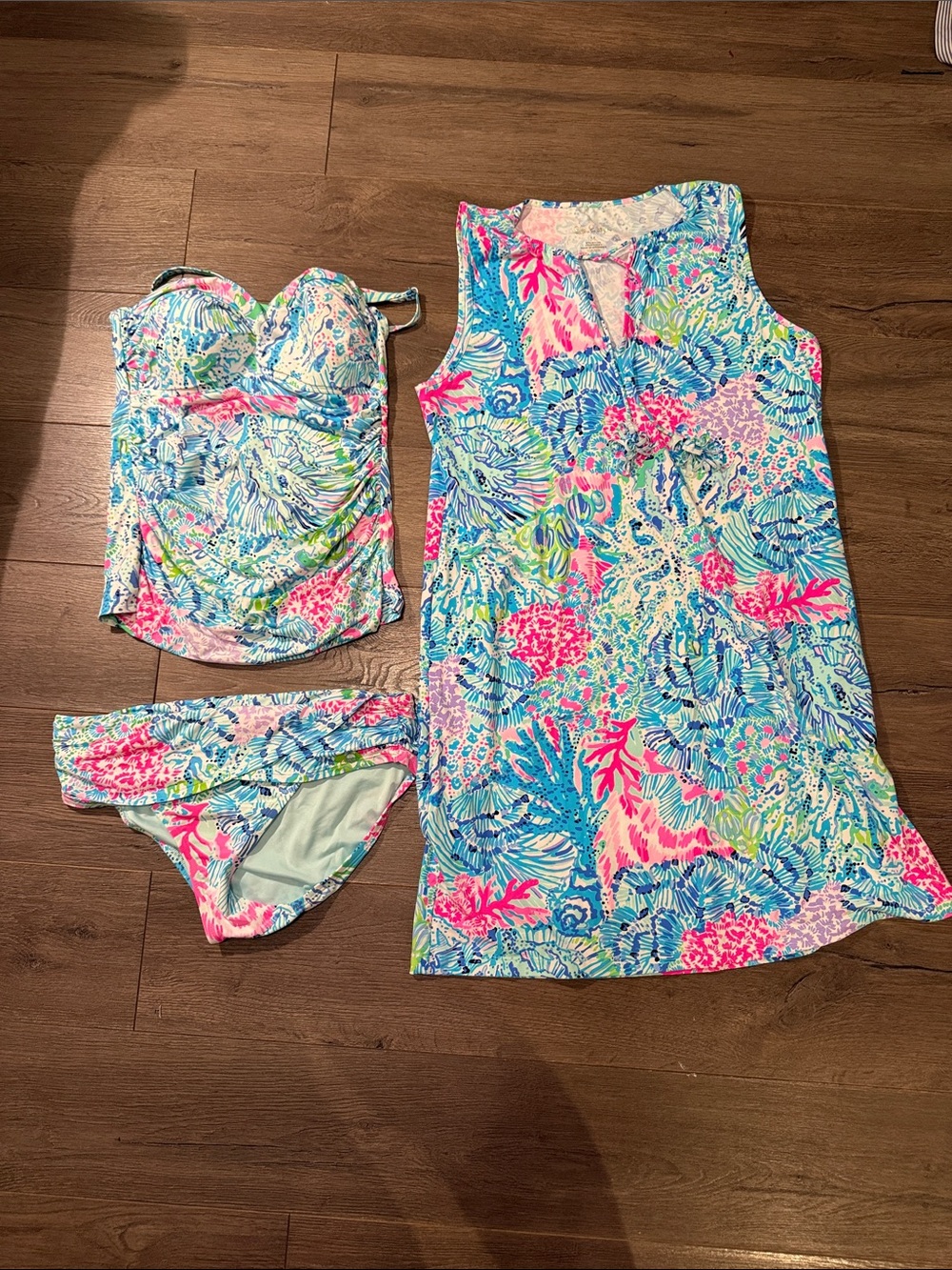 Lilly Pulitzer Multicolor Swim tanking and matching dress —  Floral Print